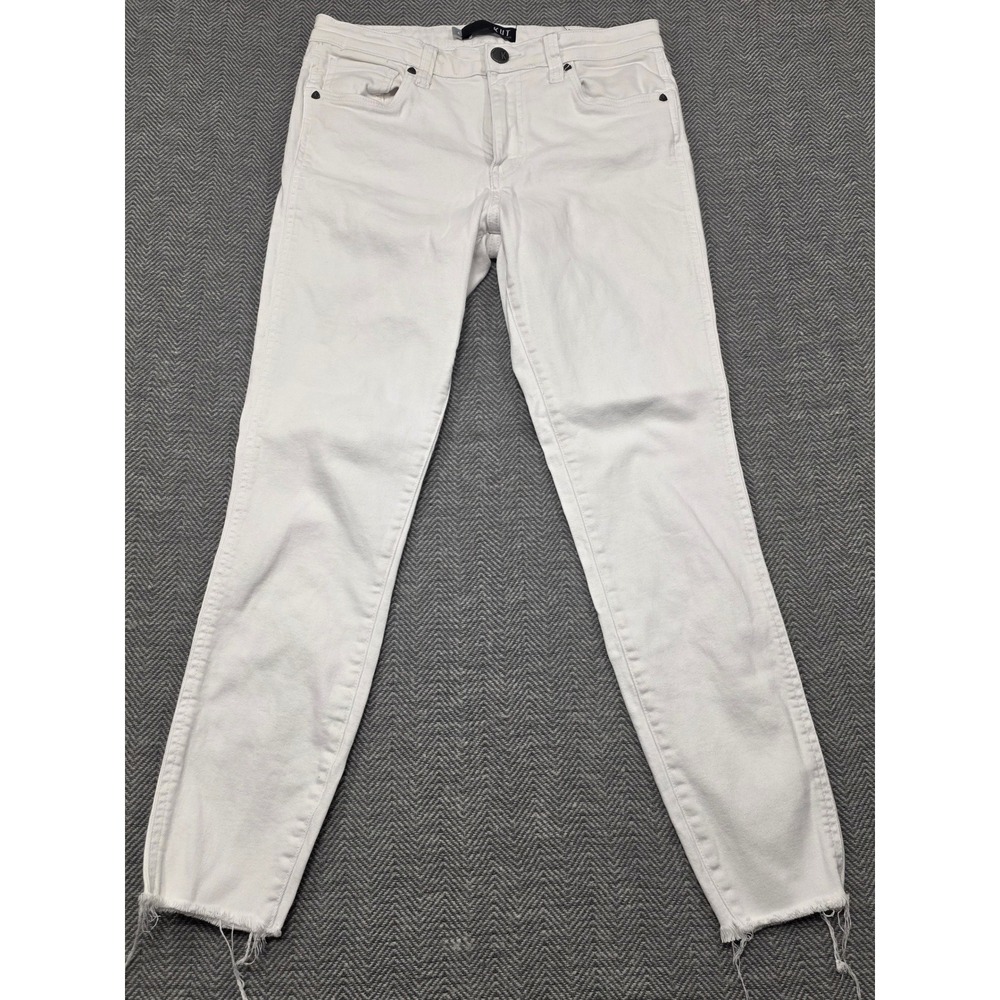 KUT from the Kloth White Skinny Jeans Raw Hem Size 4 Mid Rise Denim Pants